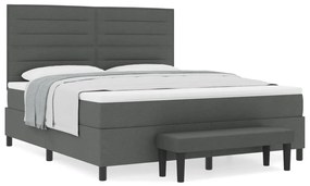 Box Spring Ágy Mattal és Pad Sötétszürke 180x200 cm Szövet