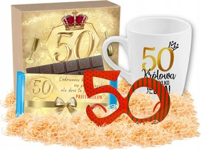 Kész Ajándék 50. Születés Napra! Bögre, Csokoládé, Szemüveg