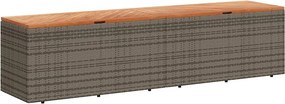 Szürke Polyrattan És Akácfa Kerti Tárolóláda 220 X 50 X 54 Cm