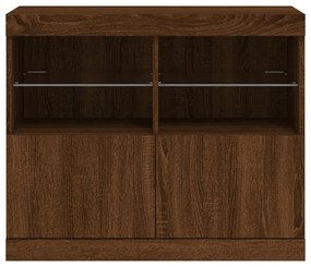 barna tölgy színű tálalószekrény LED-ekkel 81 x 37 x 67 cm