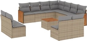 vidaXL 12 részes bézs polyrattan kerti ülőgarnitúra párnákkal