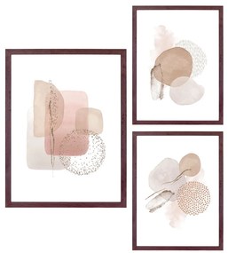 Aspen falikép szett, sötétbarna, 3 db