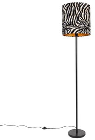 Modern állólámpa fekete szövet árnyalatú zebra 40 cm - Simplo