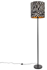 Modern állólámpa fekete szövetbúrával zebra mintával 40 cm - Simplo