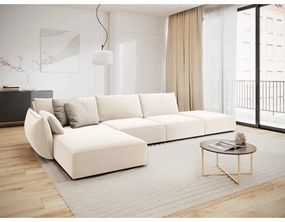 Bézs bársony sarokkanapé (bal oldali-heverő résszel) Vanda – Mazzini Sofas