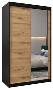 Ruhásszekrény 120 cm Toki 2 (matt fekete + artisan tölgy). 1064977