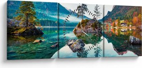 Kép - Lake Hintersee, Bajor - Alpok, Ausztria (órával) (90x30 cm)