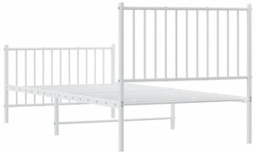 fehér fém ágykeret fej- és lábtámlával 90x200 cm
