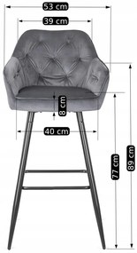 Szürke Bársony Bárszék. SALEM