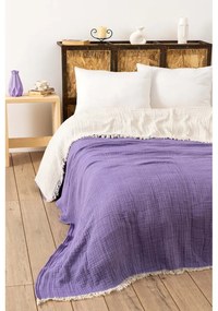 Lila muszlin ágytakaró franciaágyra 230x250 cm – Mijolnir
