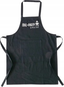 Konyhai Kötény Pamut Fekete Zsebekkel 84X60 CM Bbq Party Felirat