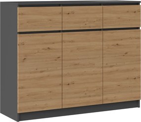3D3S komód, antracit-tölgy