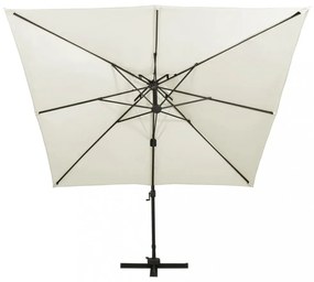homokszínű dupla tetejű konzolos napernyő 300 x 300 cm