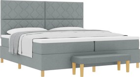 vidaXL Boxrugós ágy matracmal Világosszürke 200 x 200 cm szövet