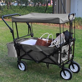 Összecsukható kocsi tetővel, húzható-tolható, szürke