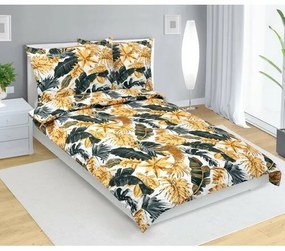 Bellatex Pamut ágynemét Palmalevelek arany, 140 x200 cm, 70 x 90 cm