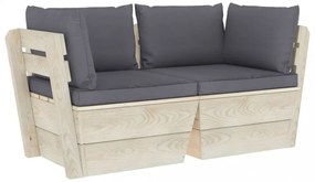 kétszemélyes lucfenyő kerti raklapkanapé párnákkal