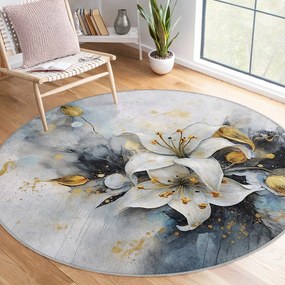 Kék-szürke mosható kerek szőnyeg ø 80 cm Golden Lilly – Mila Home