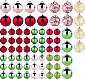 68x Karácsonyi gömbök Törhetetlen Színes Karácsonyfa gömb szett