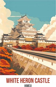Poszter 68x101cm White Heron Castle, Himeji