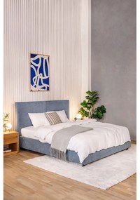 Kék kárpitozott ágyneműtartós franciaágy ágyráccsal 160x200 cm Myra Bold – Bonami Selection