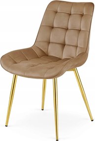 Barna étkezőszék BERA bársony arany lábakkal
