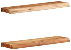 2 darab tömör akácfa fali polc 60x20x3,5 cm