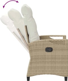 Fekvő Kerti Szék Beige és krém 56 x 60 x 112 cm polirattan