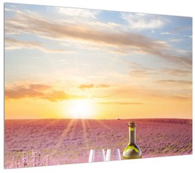 Levandulás mező és bor képe (70x50 cm)