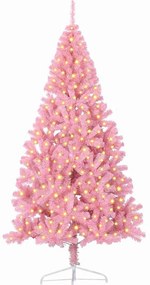 Mesterséges, előre világított karácsonyi fa Rózsaszín 210 cm