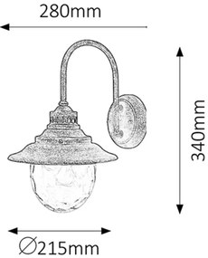 Rabalux 8677 - Kültéri fali lámpa BARCELONA 1xE27/60W/230V