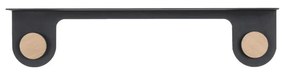 Hook fekete fali polc 2 akasztóval, hossz 60 cm - Gazzda