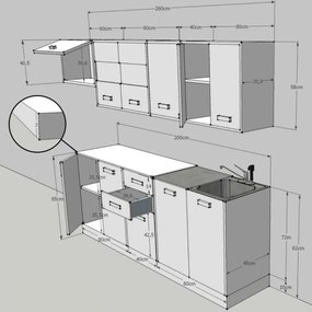 Konyhasor, sonoma tölgyfa / fehér, PROMO