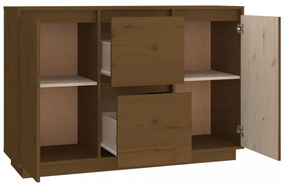 mézbarna tömör fenyőfa tálalószekrény 111 x 34 x 75 cm