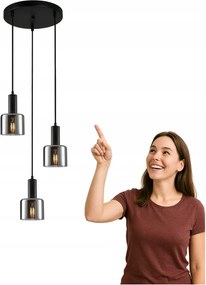 Függőlámpa Santia PND-65342-3A-BK+SG Italux