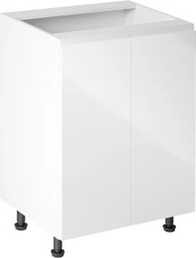 Alsószekrény, fehér/fehér extra magasfényű, AURORA D602F