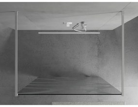 Mexen Kioto, átmenő zuhany paraván 100 x 200 cm, 8mm üveg tiszta / fehér mintás, 2x fehér stabilizáló távtartó, 800-100-002-20-97