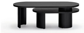 Fekete dohányzóasztal kőrisfa dekorral 120x50 cm Nori - Teulat