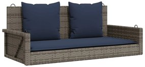 szürke polyrattan hintapad párnákkal 119 x 56 x 48 cm