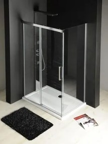 Fondura zuhanykabin átlátszó üveggel egy tolóajtó + egy fix fal 110x100 cm