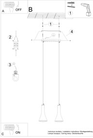 Sollux SL.1224 - Csillár zsinóron REA 2xE14/12W/230V beton