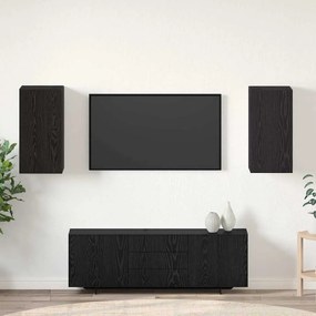 Tárolós fali TV szekrény 2 pcs Musta tammi Faanyag