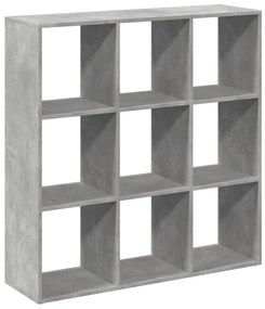 betonszürke szerelt fa elválasztó könyvespolc 102x29x103,5 cm