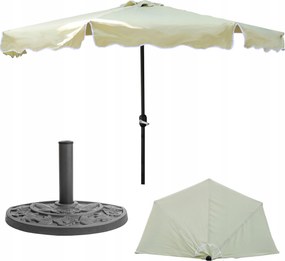 Falra szerelhető napernyő Ø 270 cm H 235 cm Bézs+Félkör alakú alap