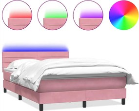 vidaXL rózsaszín bársony rugós és LED-es ágy matraccal 160x220 cm