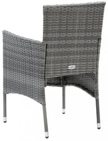 3 részes szürke polyrattan kerti étkezőgarnitúra párnákkal