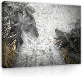 Vászonkép 120x80 Trópusi levelek beton absztrakt textúra arany botanika