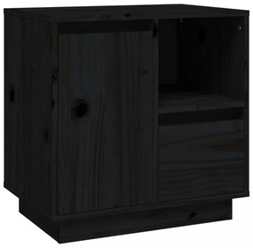 2 db fekete tömör fenyőfa éjjeliszekrény 50 x 34 x 50 cm