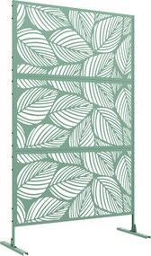 Outsunny Kültéri Választófal 3 Részből Álló Nagy Levél Mintával és Acélvázzal, 122x45x198 cm, Zöld | Aosom
