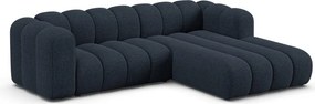 Sötétkék zsenília sarokkanapé (jobb oldali-heverő résszel) Lupine – Micadoni